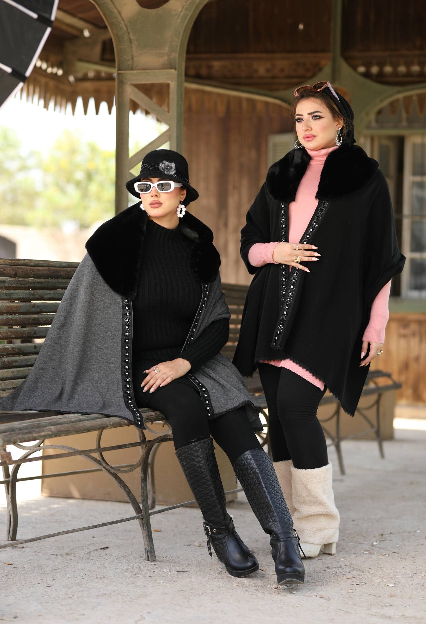Knitted Shawl with Fur Collar & Accessory
Strip – 5006