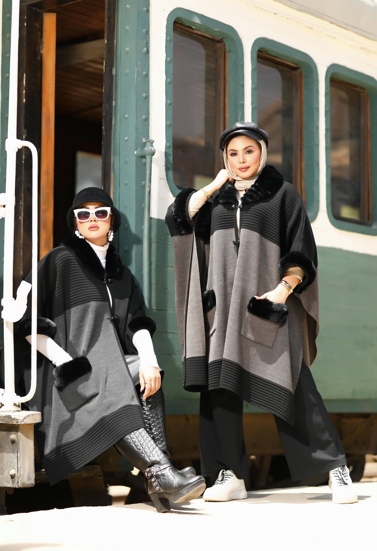 Poncho with Pockets & Fur – 50025
