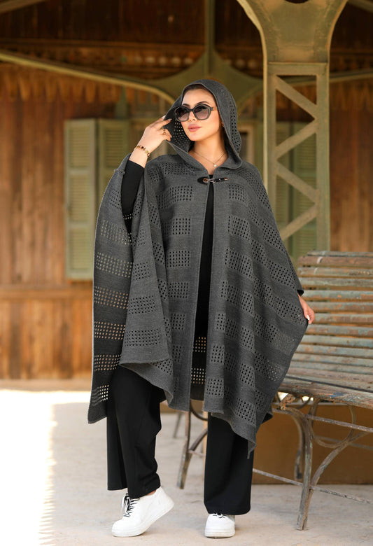 Knitted Openwork Poncho – 50018